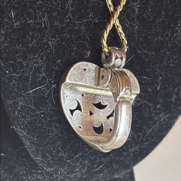 Brighton Silver Plated Heart Swirl Pendant Badge Necklace 31” Chain Extender - Picture 2 of 5